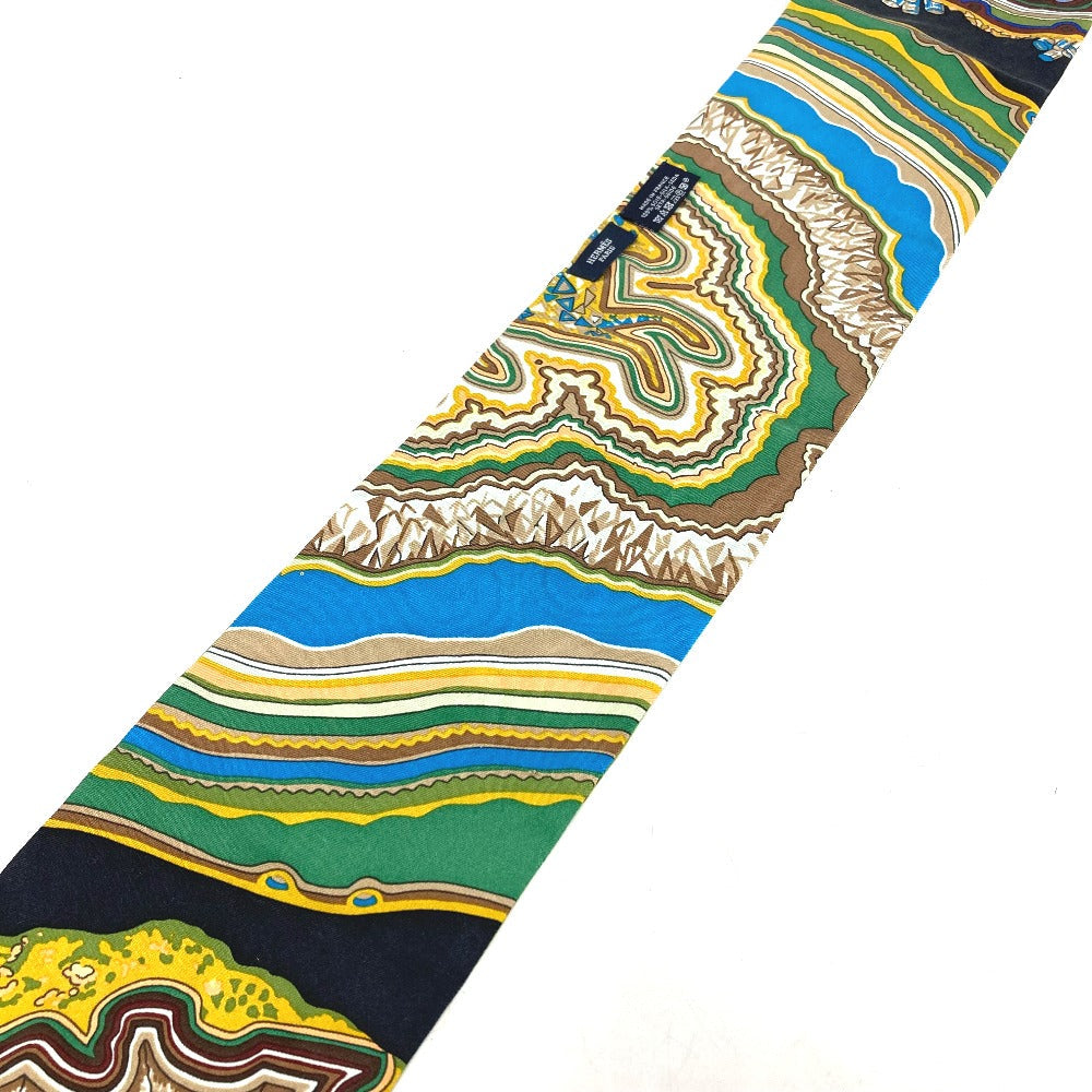 HERMES scarf silk green Twill up Women Used
