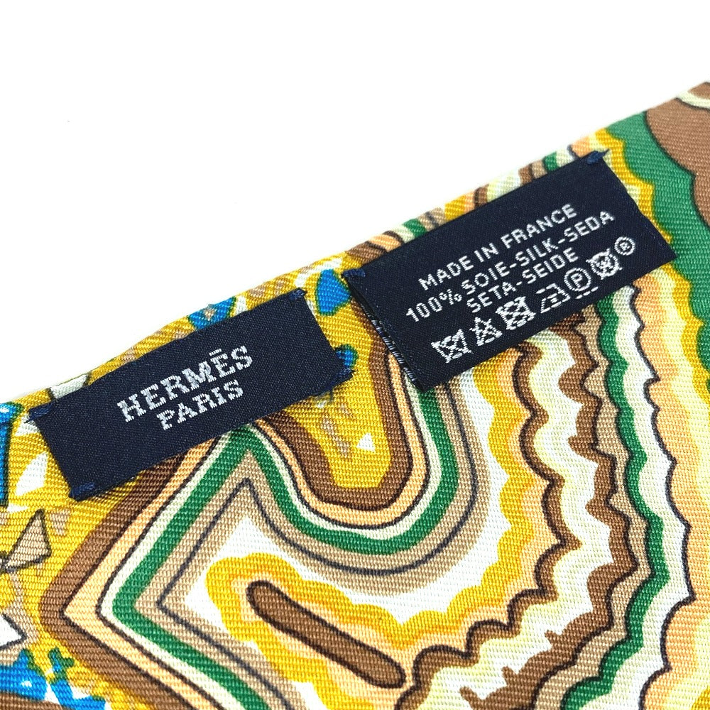 HERMES scarf silk green Twill up Women Used