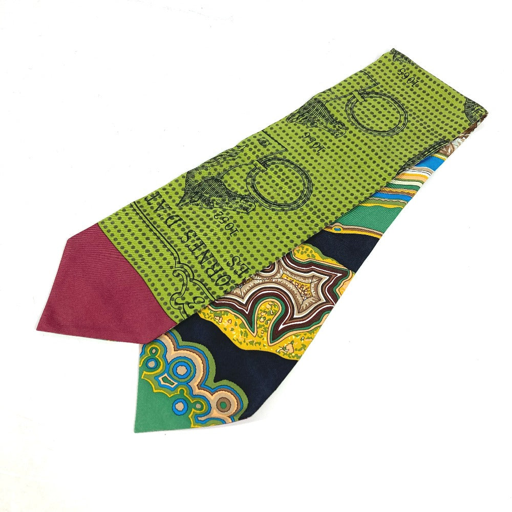 HERMES scarf silk green Twill up Women Used