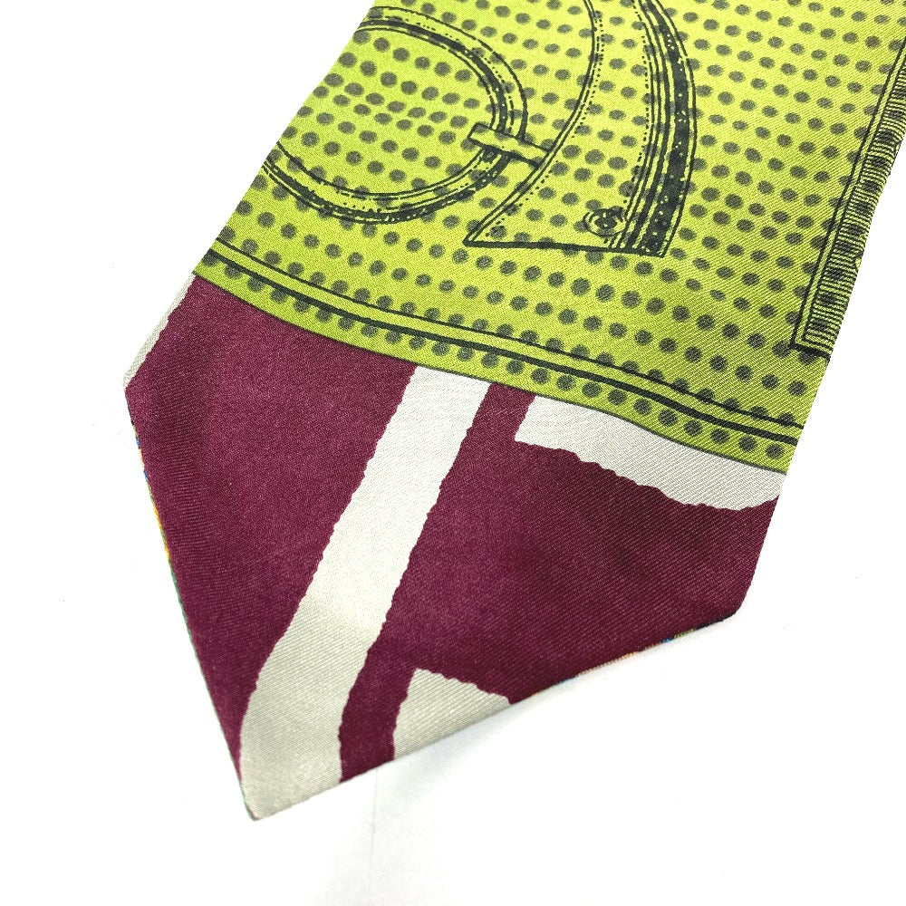 HERMES scarf silk green Twill up Women Used