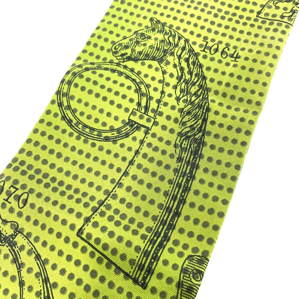 HERMES scarf silk green Twill up Women Used