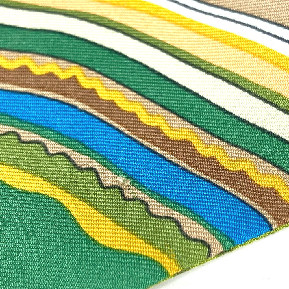 HERMES scarf silk green Twill up Women Used