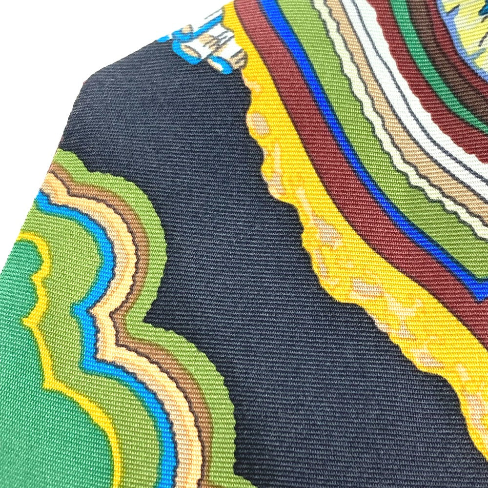 HERMES scarf silk green Twill up Women Used