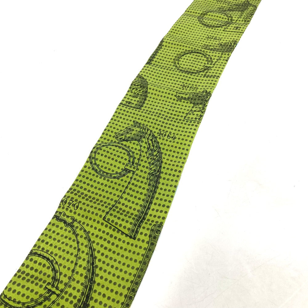 HERMES scarf silk green Twill up Women Used