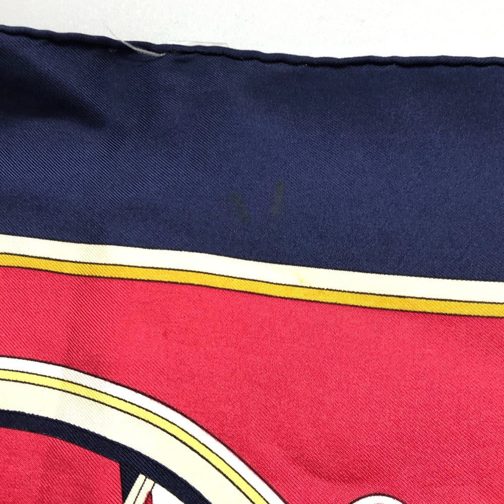 HERMES scarf silk Navy Carre90 George Washington's Carriage Women Used