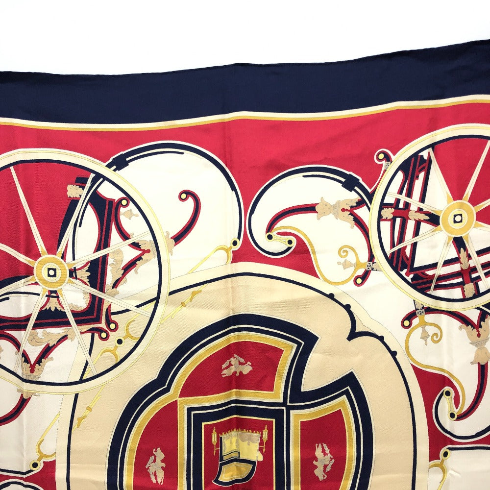 HERMES scarf silk Navy Carre90 George Washington's Carriage Women Used