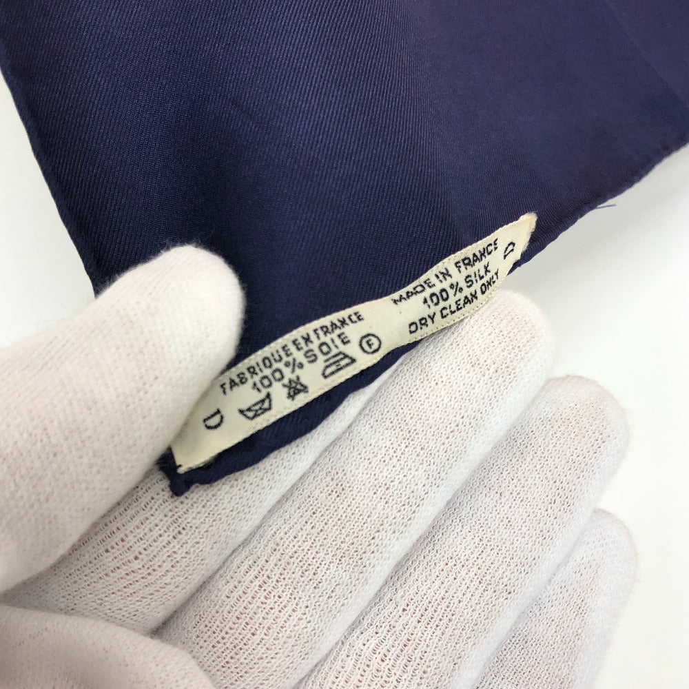 HERMES scarf silk Navy Carre90 George Washington's Carriage Women Used