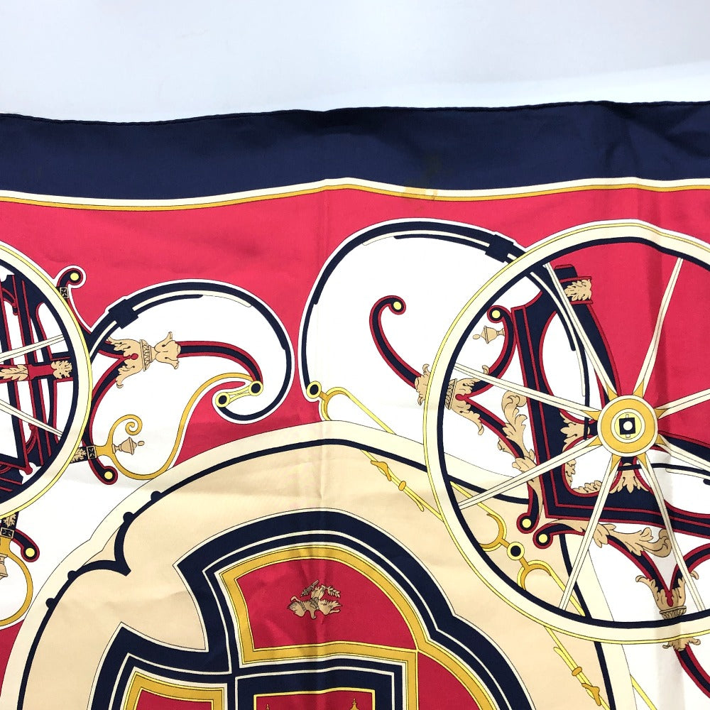 HERMES scarf silk Navy Carre90 George Washington's Carriage Women Used