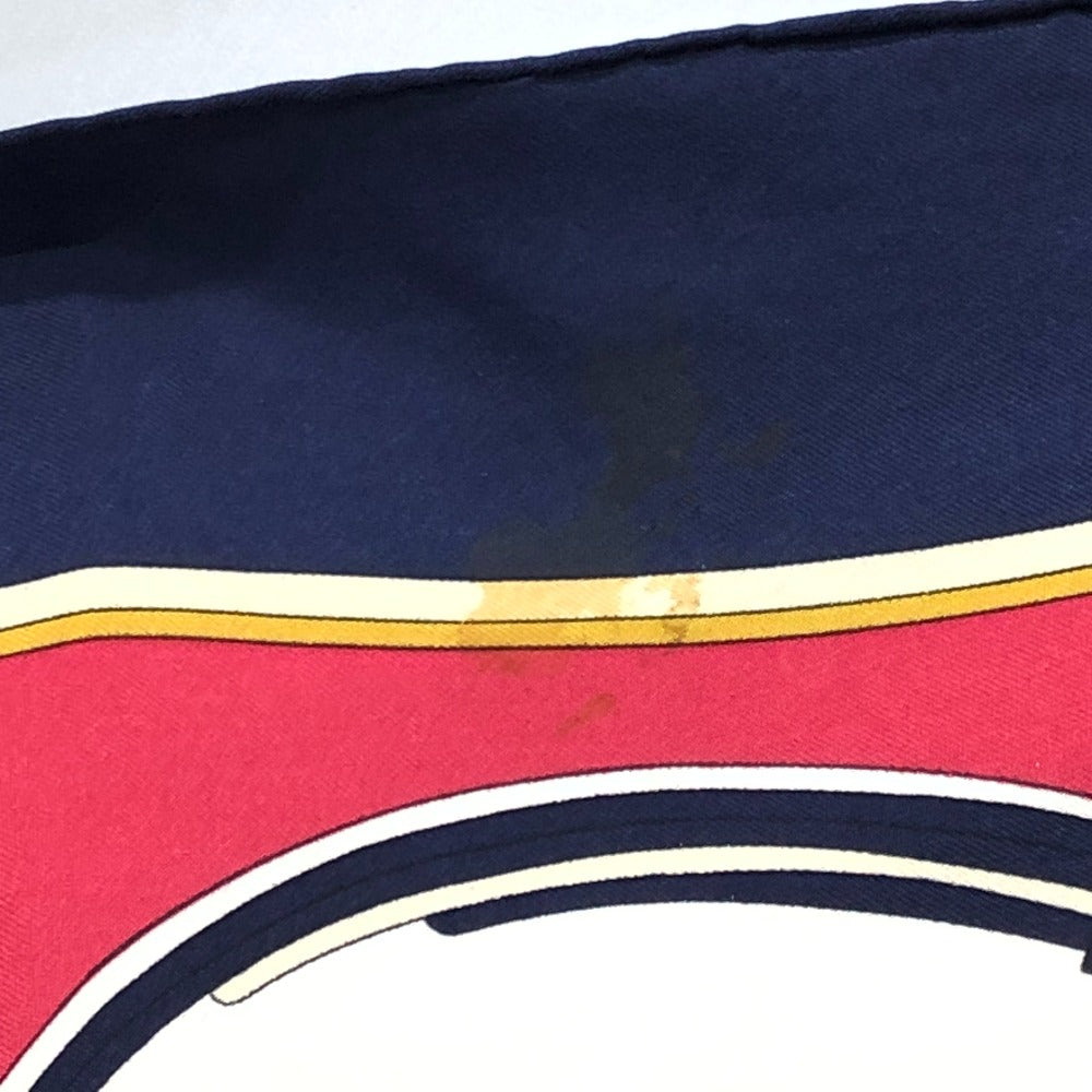HERMES scarf silk Navy Carre90 George Washington's Carriage Women Used