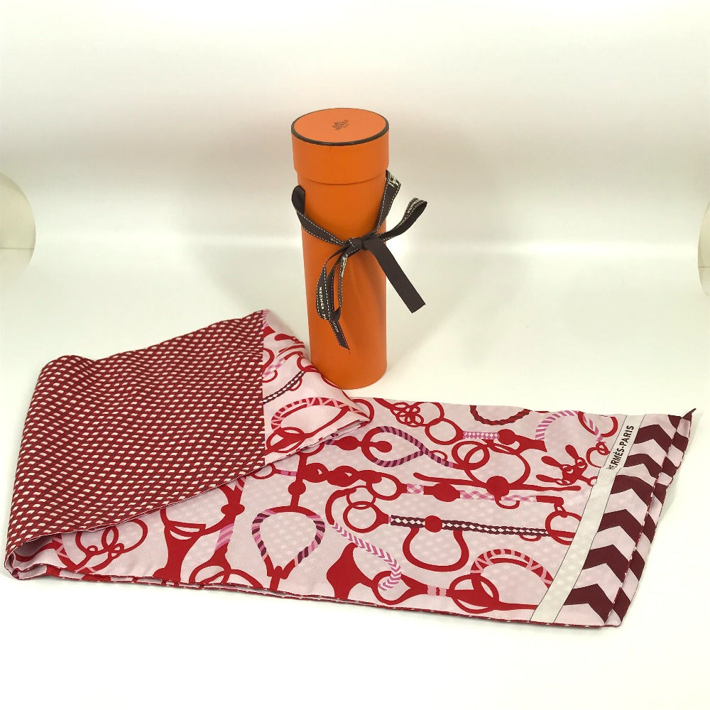 HERMES scarf silk Red bandeau scarf Maxi Twilly Women Used