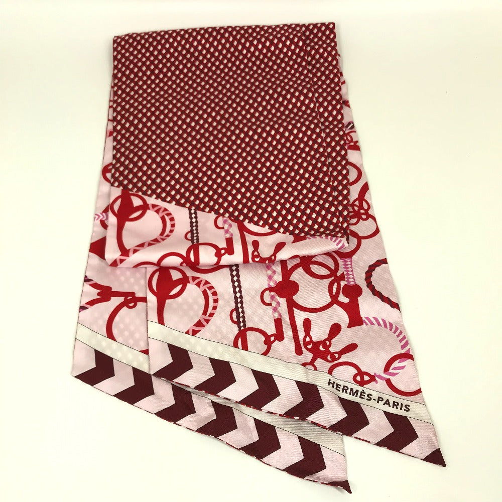 HERMES scarf silk Red bandeau scarf Maxi Twilly Women Used