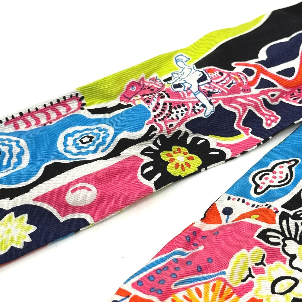 HERMES scarf silk multicolor flour Bingata Bingata Women Used