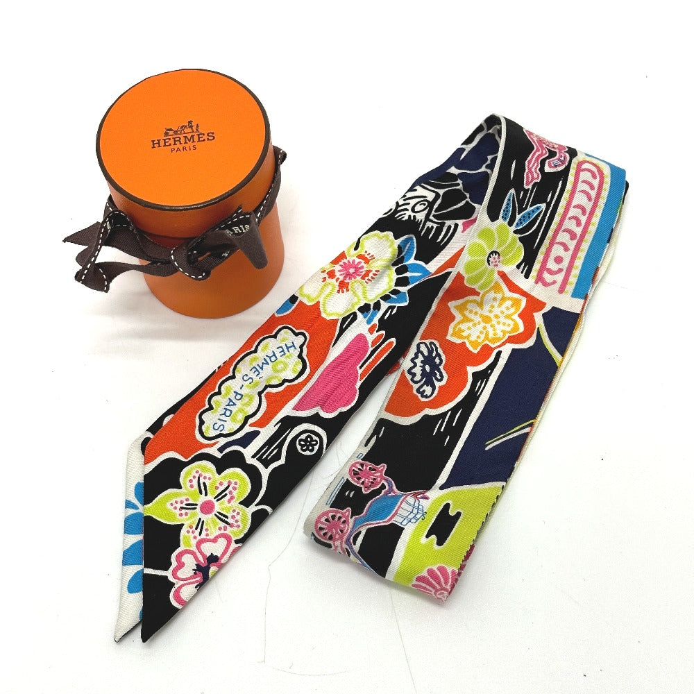 HERMES scarf silk multicolor flour Bingata Bingata Women Used