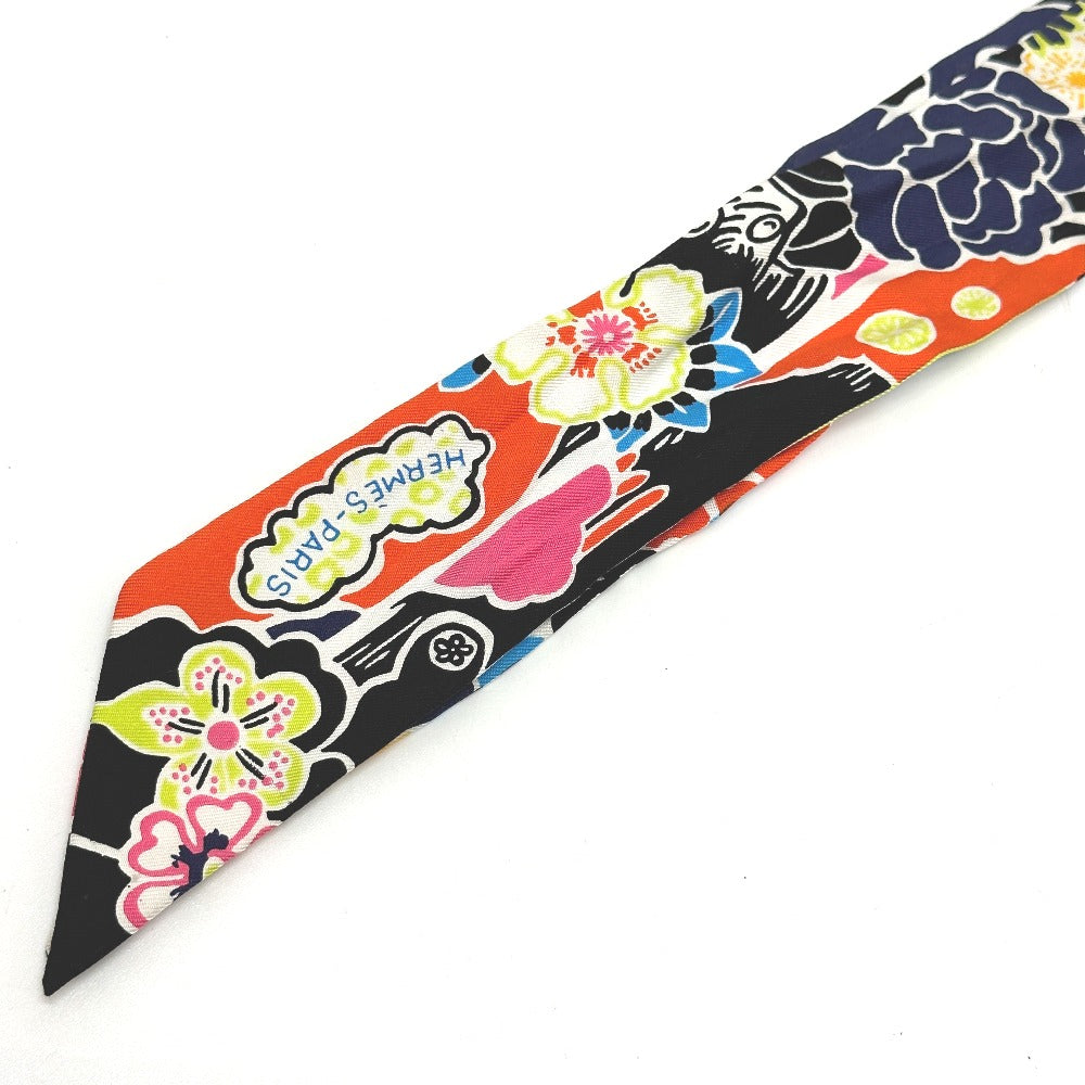 HERMES scarf silk multicolor flour Bingata Bingata Women Used