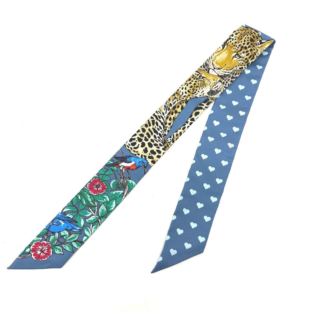 HERMES scarf silk blue Jungle Love Love Jungle Love Love Women Used