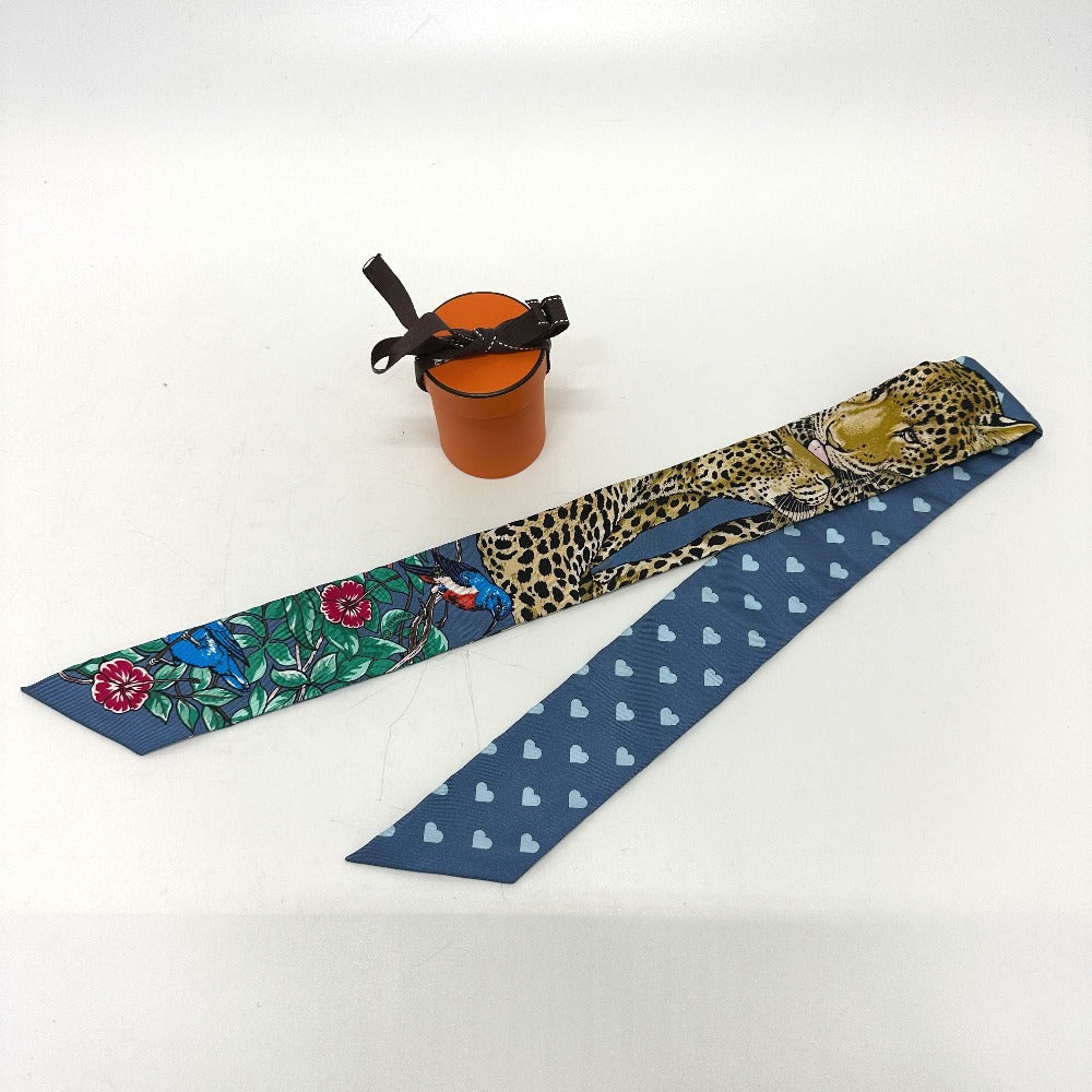 HERMES scarf silk blue Jungle Love Love Jungle Love Love Women Used