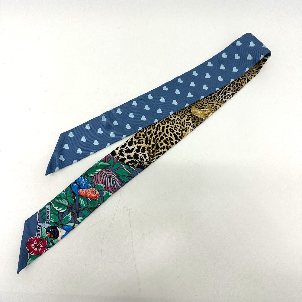 HERMES scarf silk blue Jungle Love Love Jungle Love Love Women Used