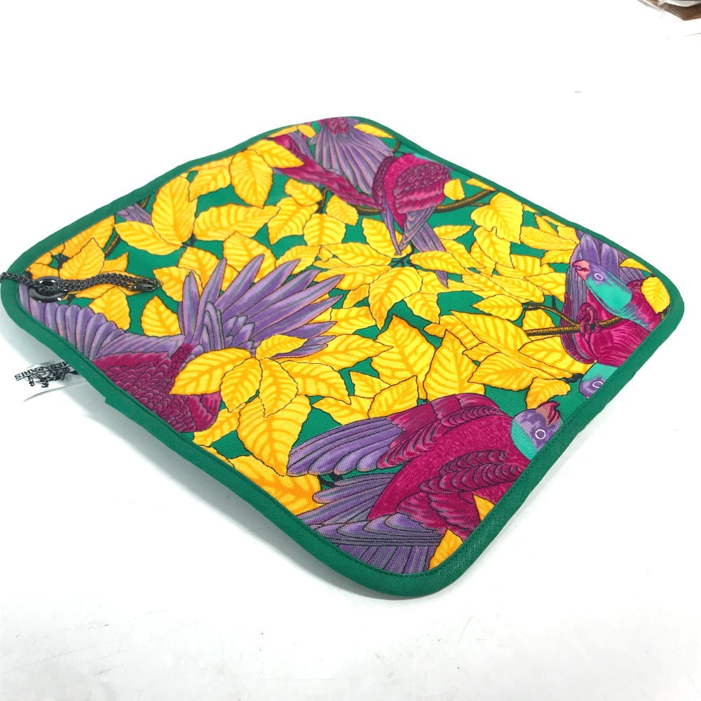 HERMES towel cotton green vintage Bird pattern Women Used