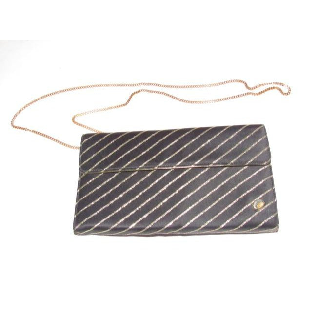 Gucci Vintage Pursesdesigner Purses Black Silk Fabric And Gold Leather Shoulder Bag