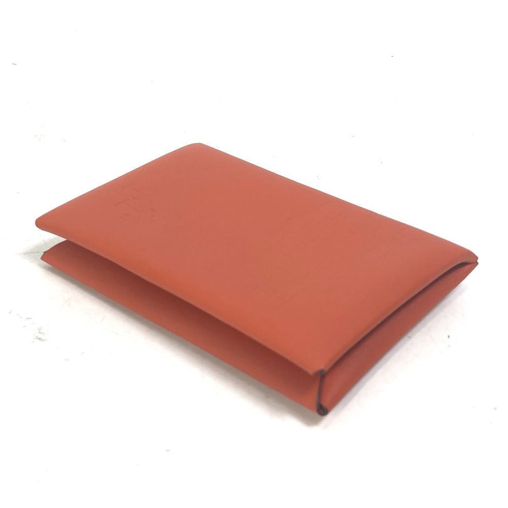 HERMES Card Case Swift Orange Business Card Holder Pass Case kalvi palm tree design
