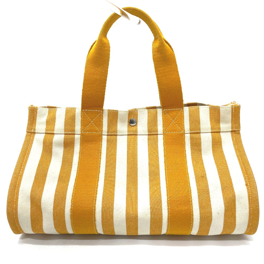 HERMES Tote Bag cotton Orange Cannes border Women Used