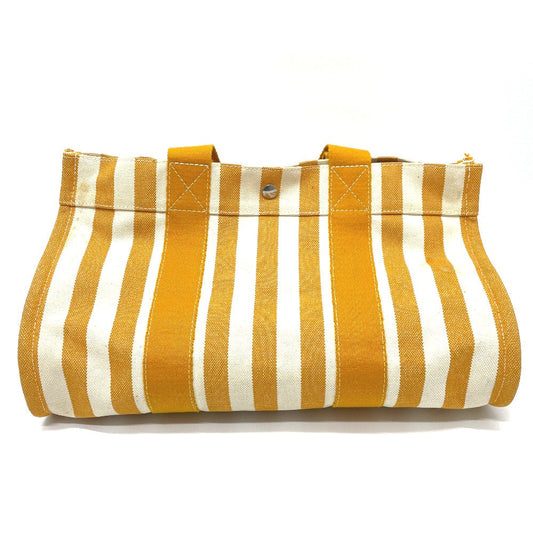HERMES Tote Bag cotton Orange Cannes border Women Used