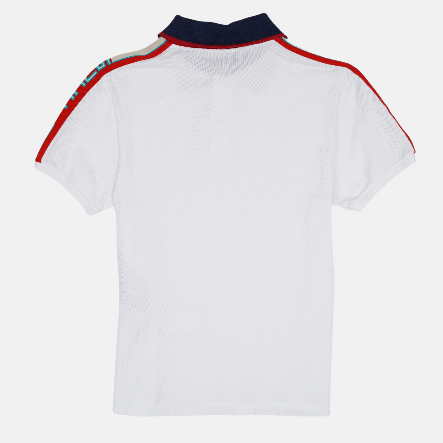 Gucci Mens Logo Polo Shirt White Red Beige UK M