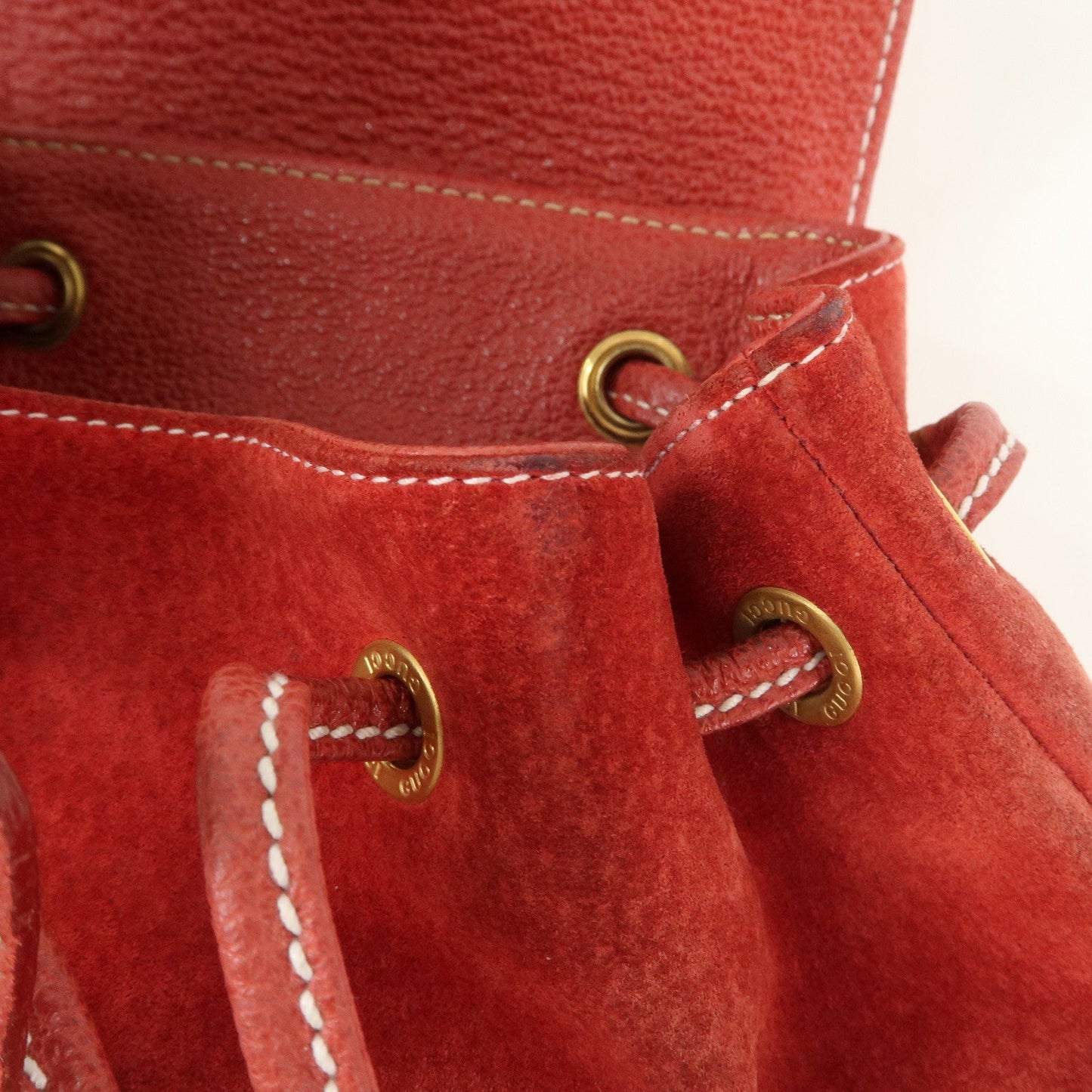 GUCCI Bamboo Leather Backpack Mini Ruck Sack Bag Red 003.1705