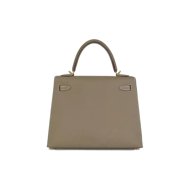 HERMES Kelly Bag Epsom Leather Handbag (25,28) elephant gray gold hardware