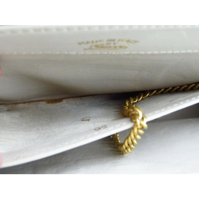 Gucci Stone Leather Two Way Purse w Gold G Logo Clasp & Chain Strap