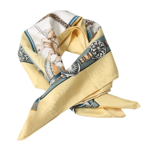 HERMES scarf silk yellow Draft Carre90 100% silk Women Used