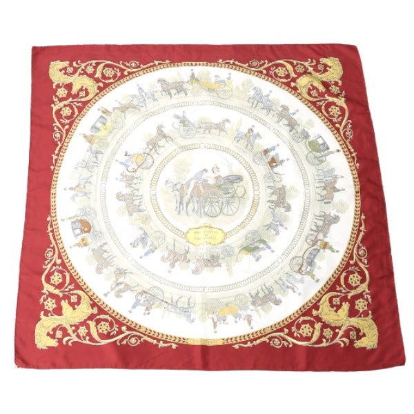 HERMES scarf silk Red Carre90 100% silk Women Used