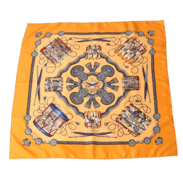 HERMES scarf silk Orange scarf Carre90 100% silk Women Used