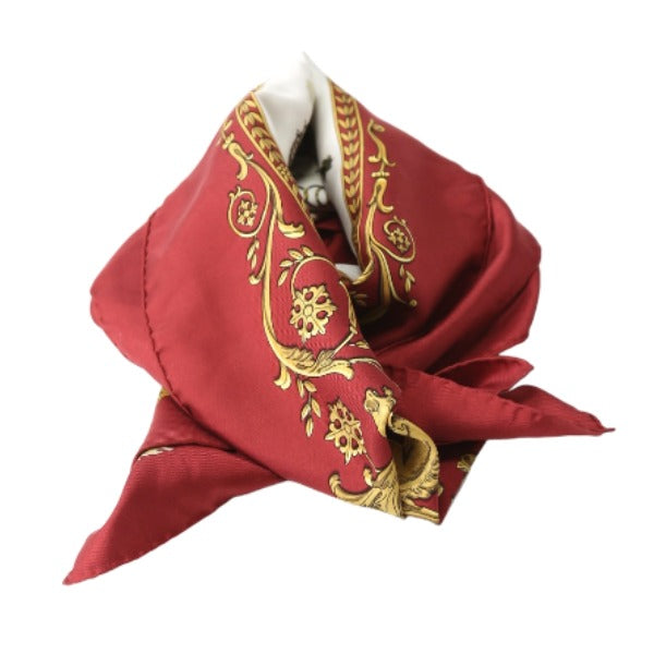 HERMES scarf silk Red Carre90 100% silk Women Used