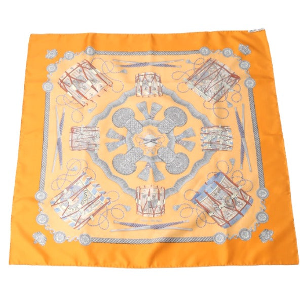 HERMES scarf silk Orange scarf Carre90 100% silk Women Used