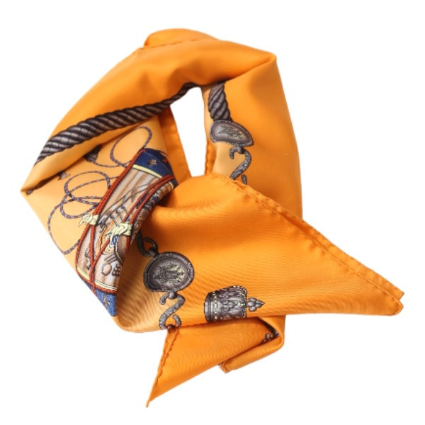 HERMES scarf silk Orange scarf Carre90 100% silk Women Used