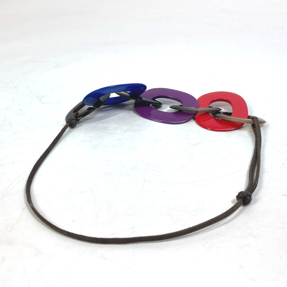 HERMES Necklace Buffalo horn Red Accessories Caramba Women Used