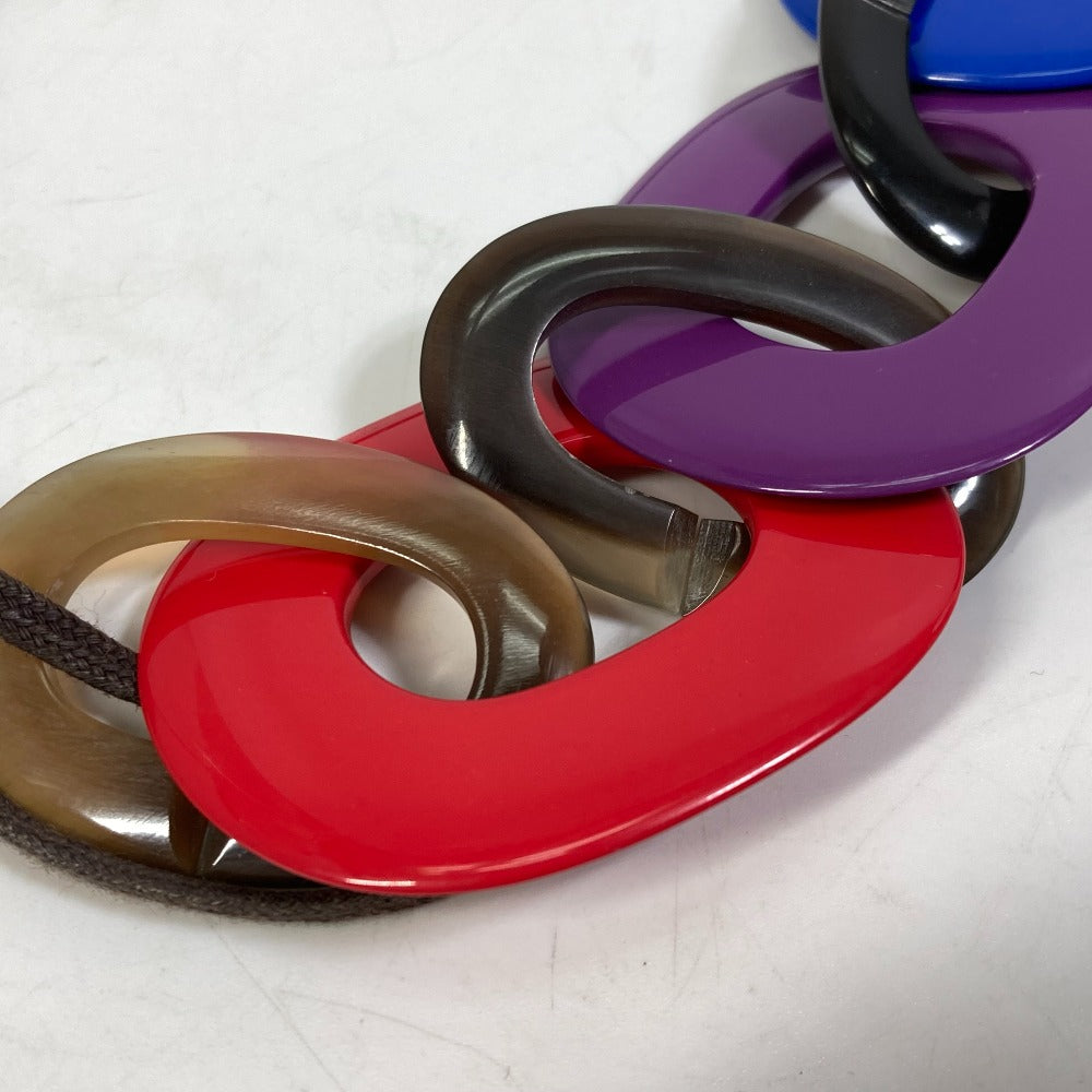 HERMES Necklace Buffalo horn Red Accessories Caramba Women Used