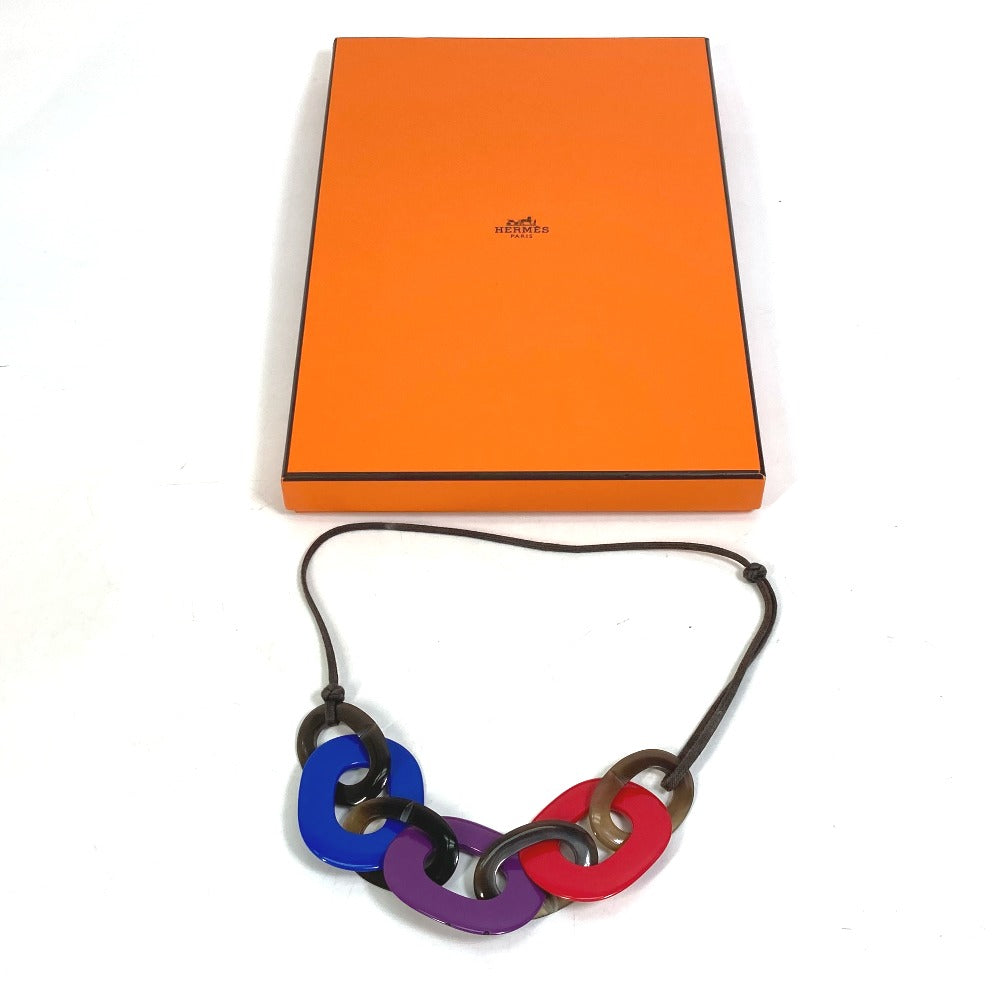 HERMES Necklace Buffalo horn Red Accessories Caramba Women Used
