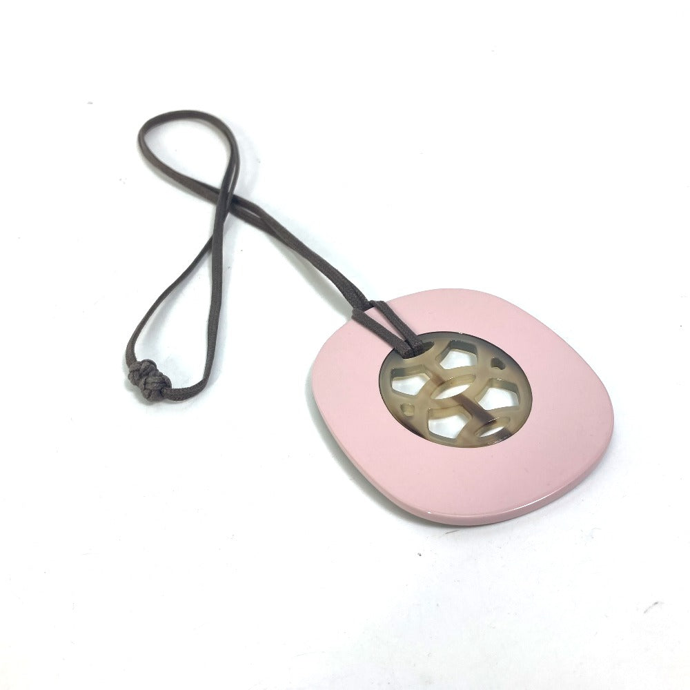 HERMES Necklace Buffalo Horn, Lacquer Wood pink Lift GM Women Used