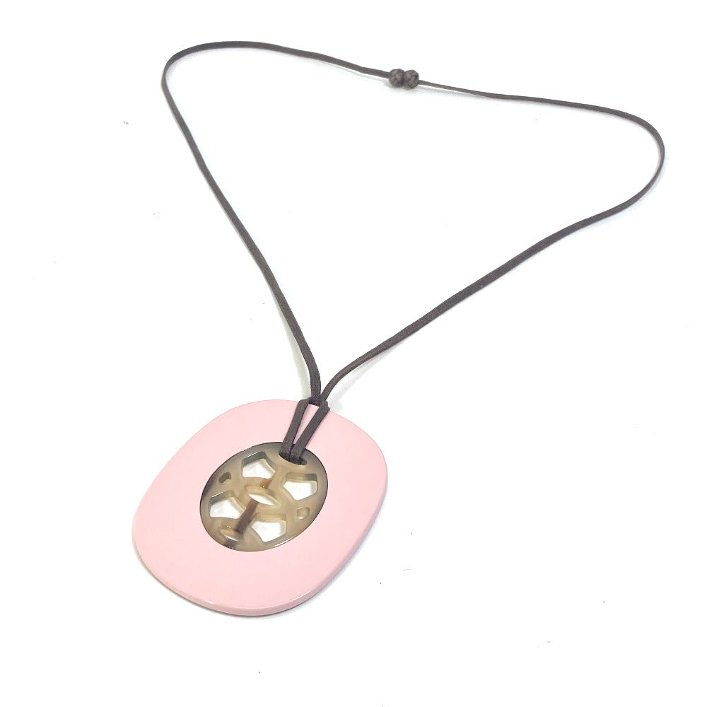 HERMES Necklace Buffalo Horn, Lacquer Wood pink Lift GM Women Used