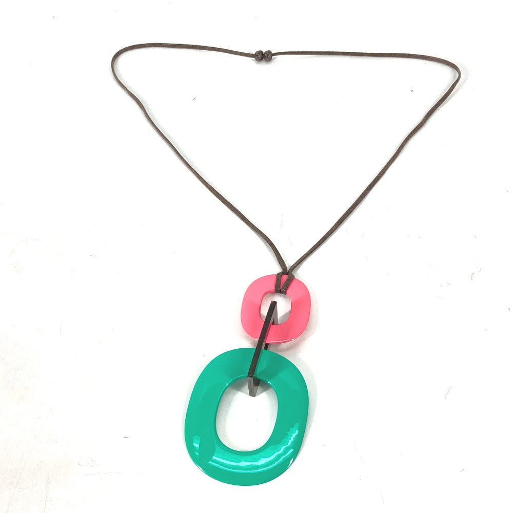HERMES Necklace Buffalo Horn, Lacquer Wood pink Women Used