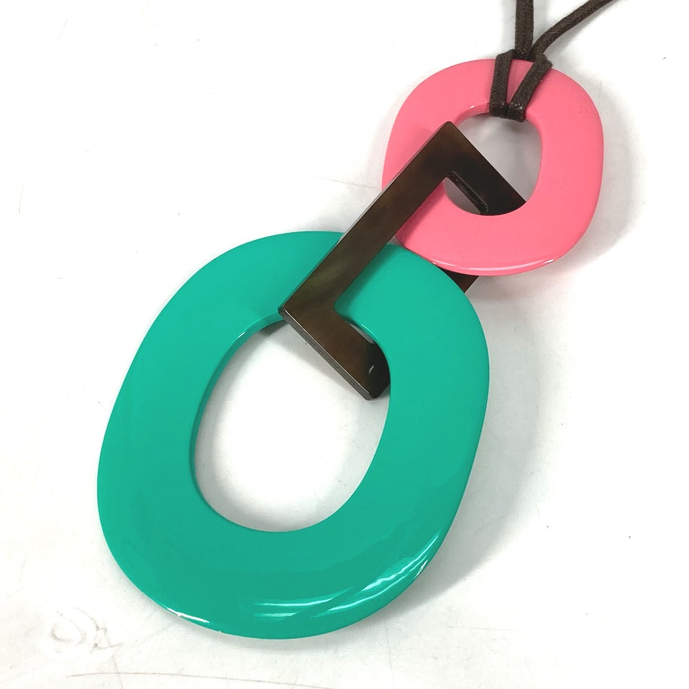 HERMES Necklace Buffalo Horn, Lacquer Wood pink Women Used