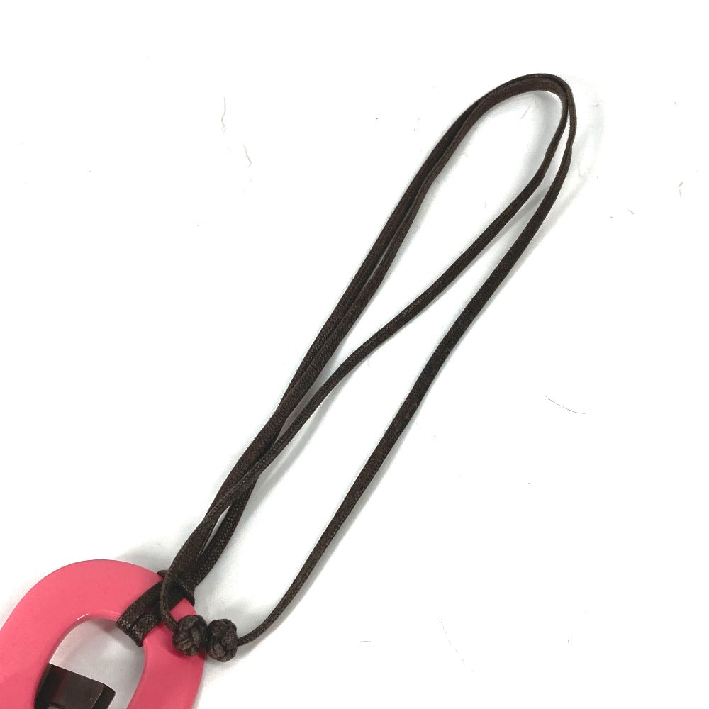 HERMES Necklace Buffalo Horn, Lacquer Wood pink Women Used