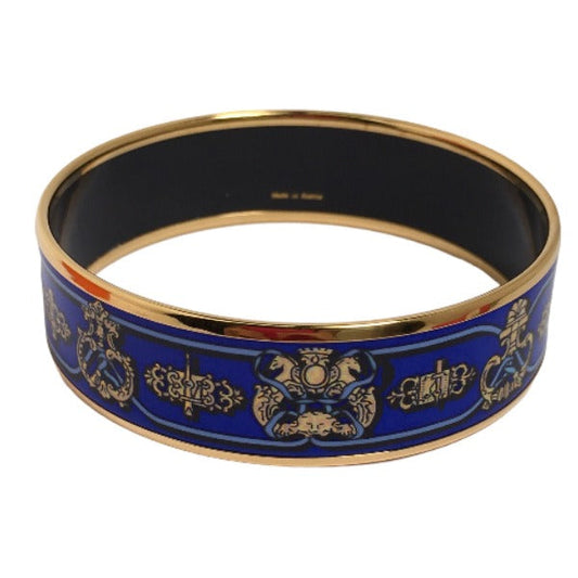 HERMES Bangle Metal, cloisonn blue Bangle Gold Plated Emile Women(Unisex) Used