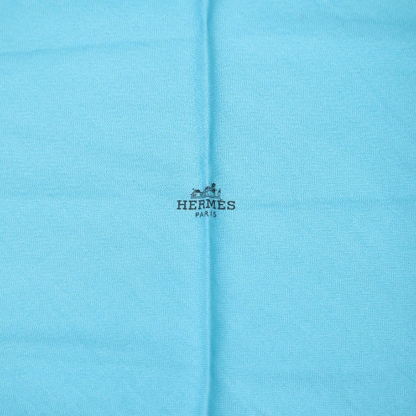 HERMES scarf Silk, Cashmere blue scarf Cashmere x silk Rhombus unisex(Unisex) Used