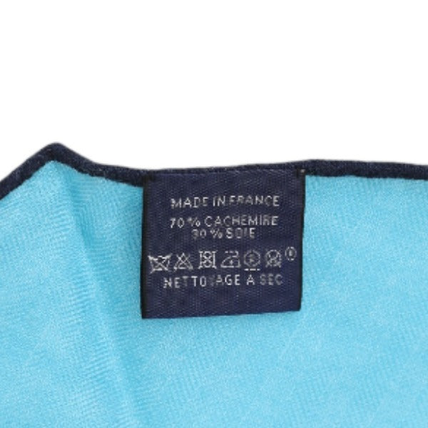 HERMES scarf Silk, Cashmere blue scarf Cashmere x silk Rhombus unisex(Unisex) Used