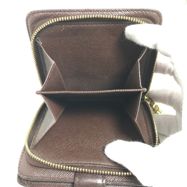LOUIS VUITTON Bifold Wallet N61668 Damier canvas Brown Wallet with pocket zipper for cards Damier Compact zip unisex(Unisex) Used