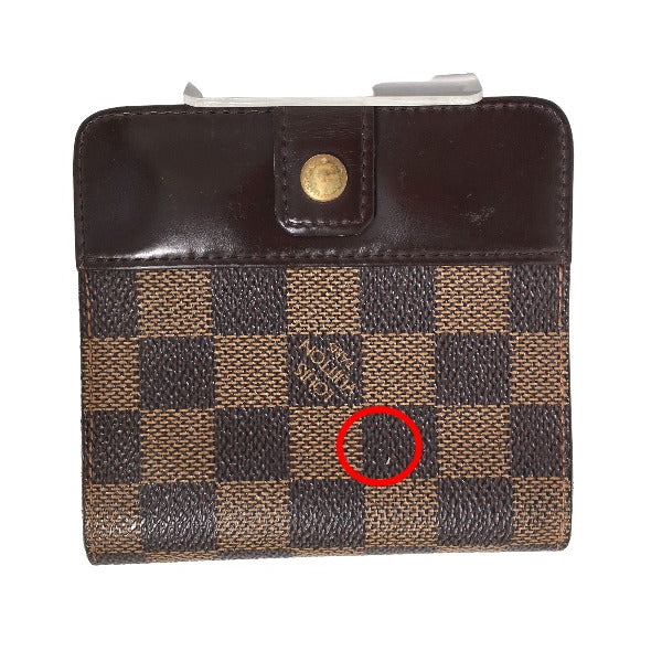 LOUIS VUITTON Bifold Wallet N61668 Damier canvas Brown Wallet with pocket zipper for cards Damier Compact zip unisex(Unisex) Used