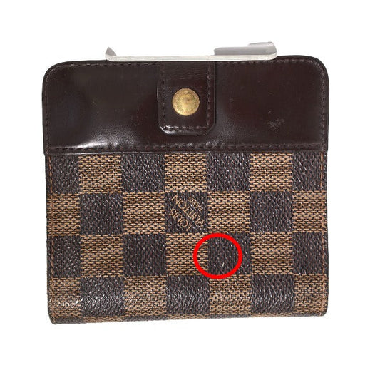 LOUIS VUITTON Bifold Wallet N61668 Damier canvas Brown Wallet with pocket zipper for cards Damier Compact zip unisex(Unisex) Used